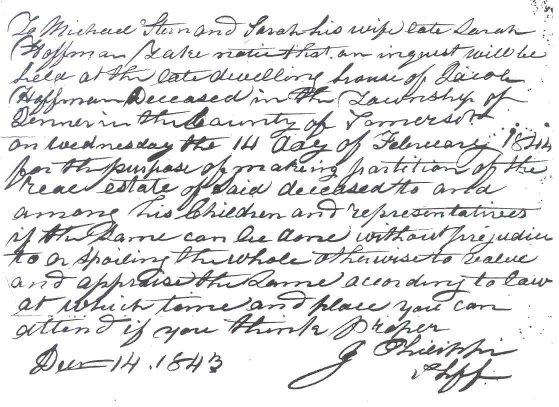 Jacob Hoffman Estate Document